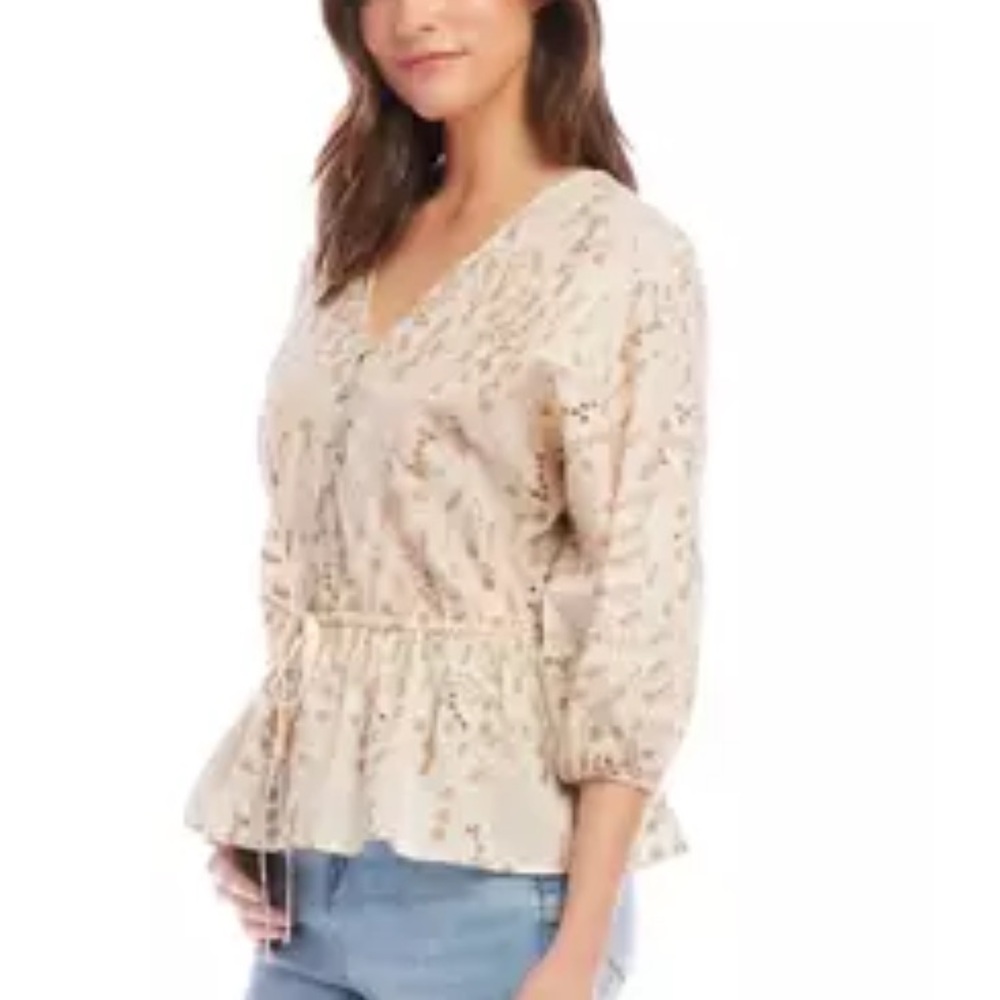 New Karen Kane Women's Embroidered Peplum Top